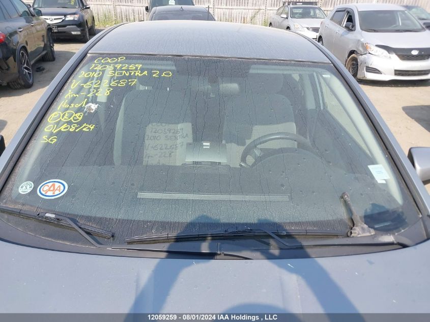 2010 Nissan Sentra 2.0 VIN: 3N1AB6AP8AL622687 Lot: 12059259