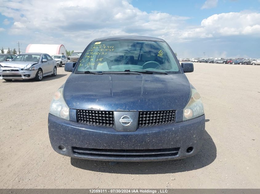 2004 Nissan Quest 3.5 S VIN: 5N1BV28U64N368121 Lot: 12059311