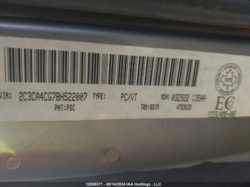 2011 Chrysler 300 Touring VIN: 2C3CA4CG7BH522007 Lot: 12059371