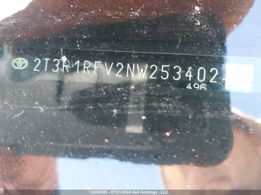 2022 Toyota Rav4 Xle VIN: 2T3R1RFV2NW253402 Lot: 12059385