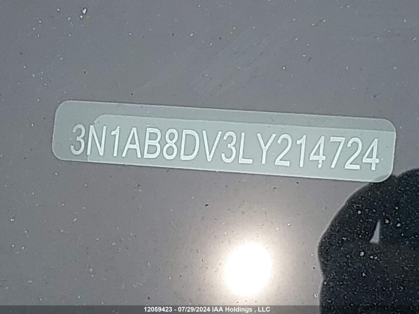 2020 Nissan Sentra Sr VIN: 3N1AB8DV3LY214724 Lot: 12059423