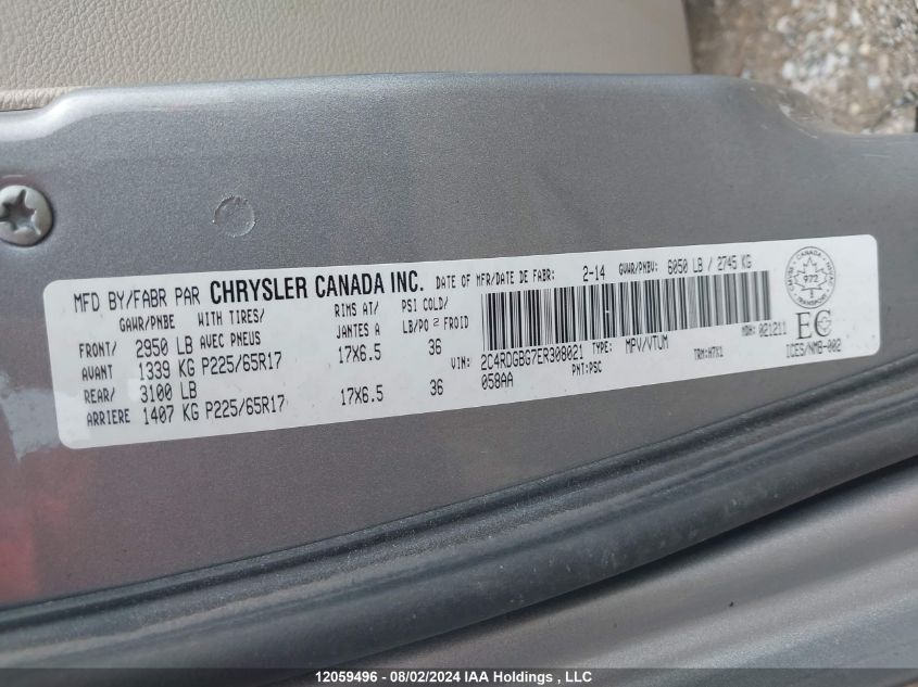 2014 Dodge Caravan VIN: 2C4RDGBG7ER308021 Lot: 12059496