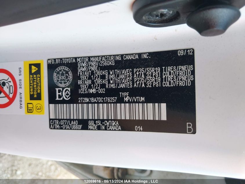 2013 Lexus Rx 350 F Sport VIN: 2T2BK1BA7DC176257 Lot: 12059616