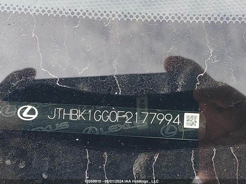 2015 Lexus Es 350 350 VIN: JTHBK1GG0F2177994 Lot: 12059910