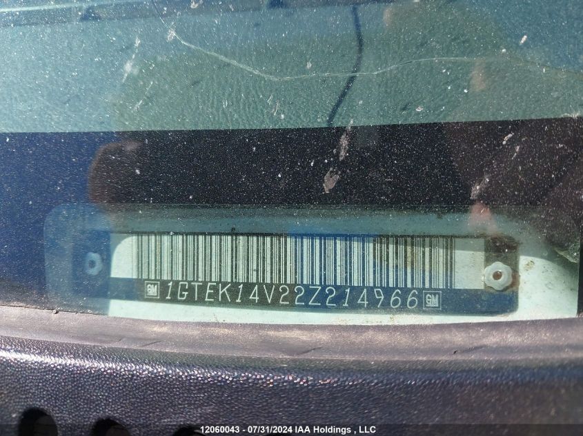 2002 GMC Sierra 1500 VIN: 1GTEK14V22Z214966 Lot: 12060043