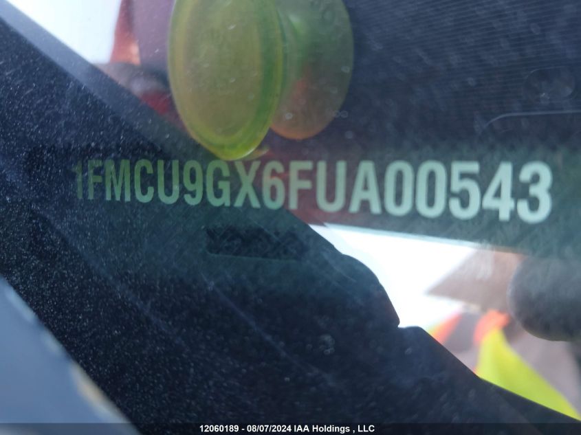 2015 Ford Escape VIN: 1FMCU9GX6FUA00543 Lot: 12060189