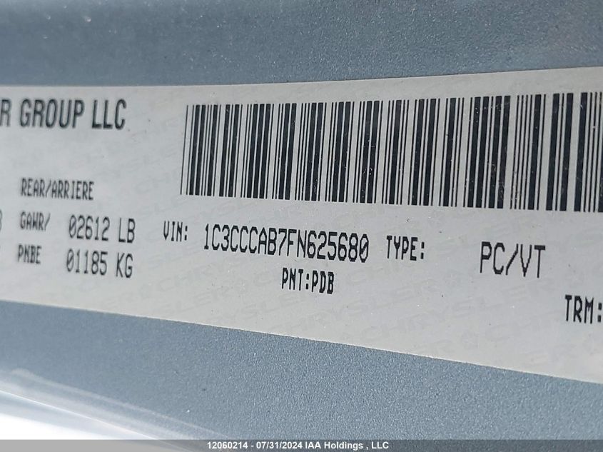 2015 Chrysler 200 Limited VIN: 1C3CCCAB7FN625680 Lot: 12060214