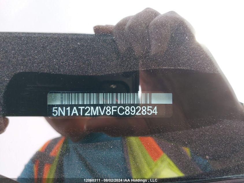 2015 Nissan Rogue S/Sl/Sv VIN: 5N1AT2MV8FC892854 Lot: 12060311