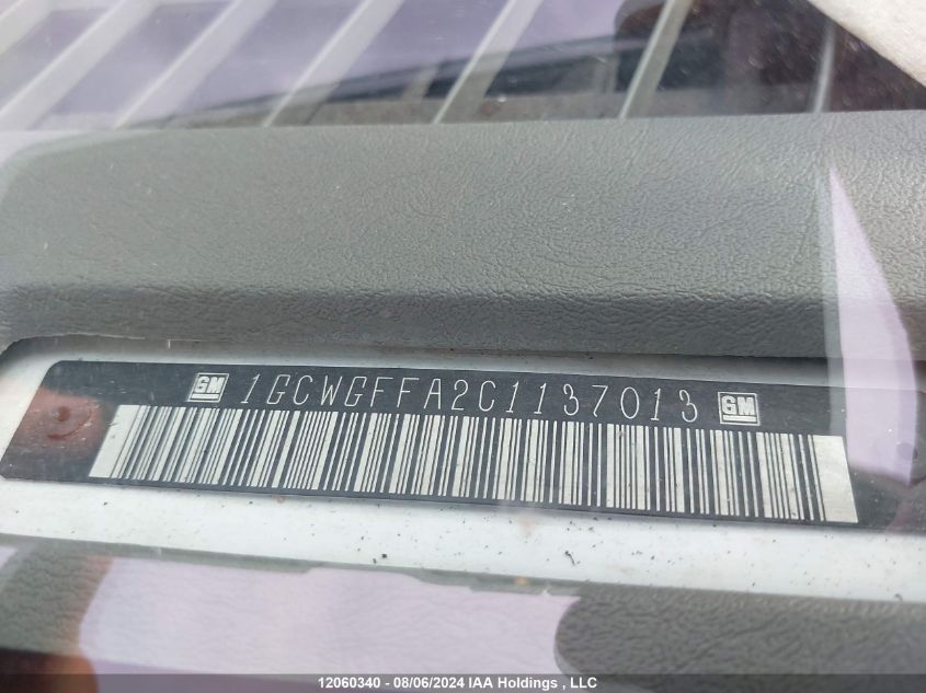 2012 Chevrolet Express 2500 Work Van VIN: 1GCWGFFA2C1137013 Lot: 12060340