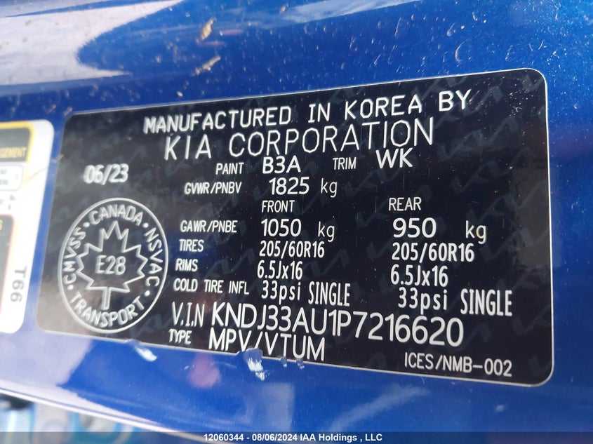 2023 Kia Soul VIN: KNDJ33AU1P7216620 Lot: 12060344