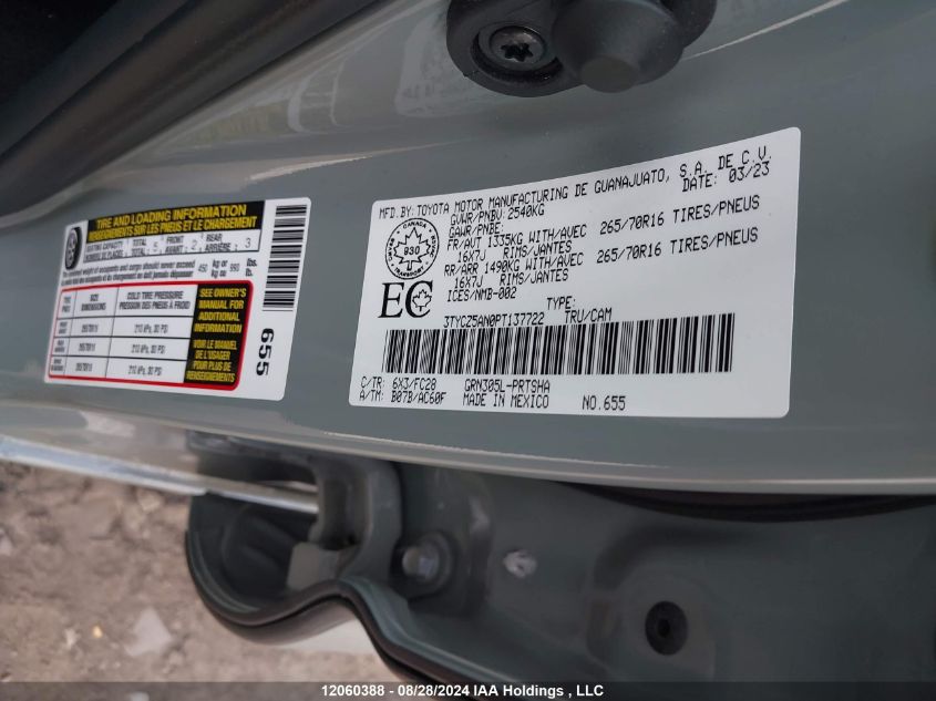 2023 Toyota Tacoma VIN: 3TYCZ5AN0PT137722 Lot: 12060388