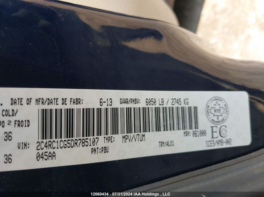 2013 Chrysler Town & Country Touring L VIN: 2C4RC1CG5DR785107 Lot: 12060434