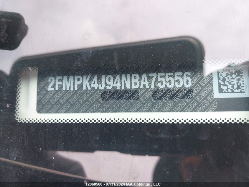 2022 Ford Edge Sel VIN: 2FMPK4J94NBA75556 Lot: 12060568