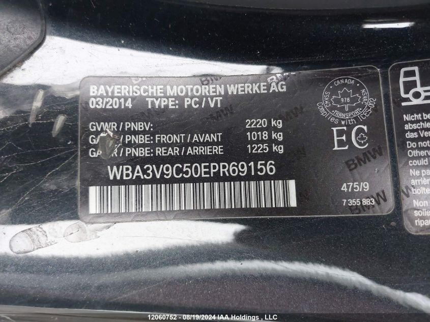 2014 BMW 4 Series VIN: WBA3V9C50EPR69156 Lot: 12060752