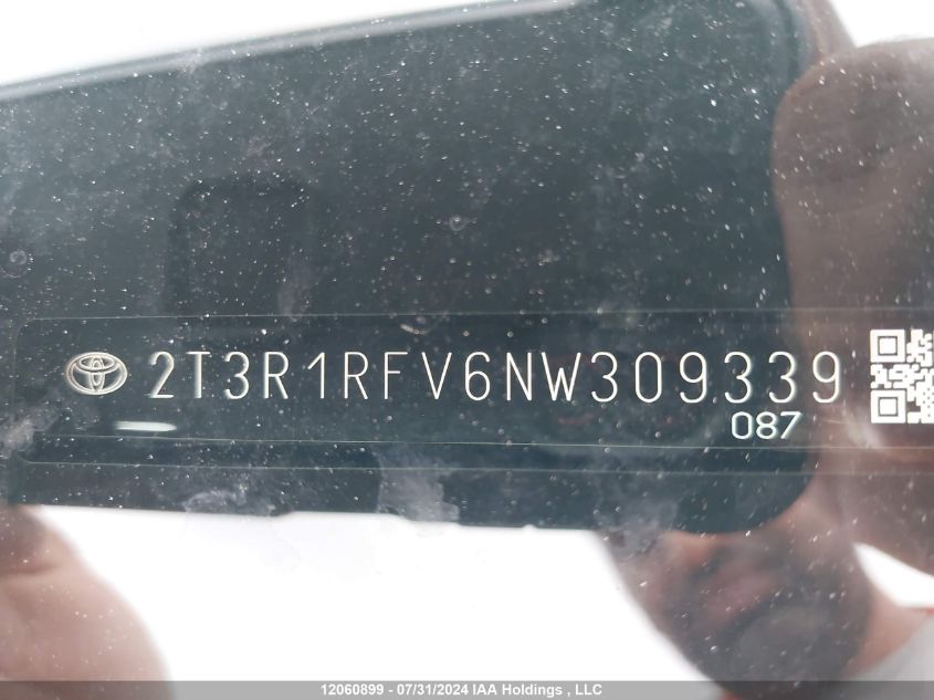 2022 Toyota Rav4 Xle/Xle Premium VIN: 2T3R1RFV6NW309339 Lot: 12060899