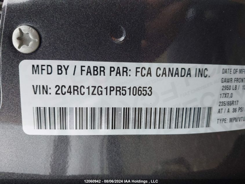 2023 Chrysler Grand Caravan Sxt VIN: 2C4RC1ZG1PR510653 Lot: 12060942