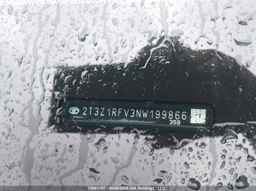 2022 Toyota Rav4 Le VIN: 2T3Z1RFV3NW199866 Lot: 12061107