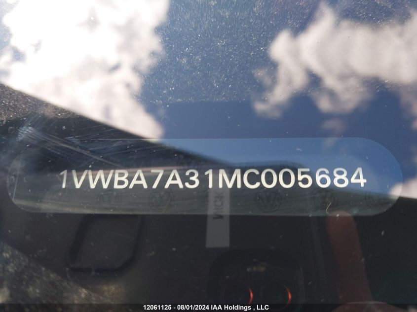 2021 Volkswagen Passat VIN: 1VWBA7A31MC005684 Lot: 12061125