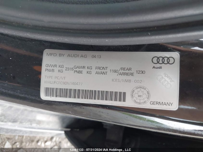 2013 Audi A6 VIN: WAUJFCFC9DN140477 Lot: 12061133