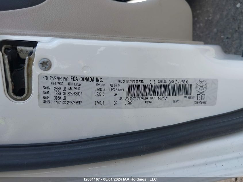 2015 Dodge Grand Caravan Se VIN: 2C4RDGBG4FR750806 Lot: 12061167