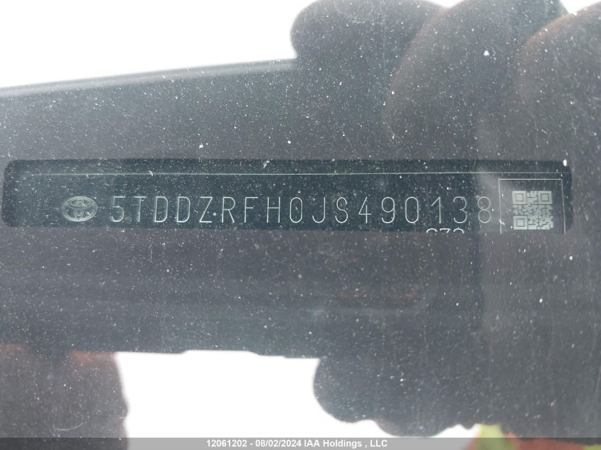 2018 Toyota Highlander Limited VIN: 5TDDZRFH0JS490138 Lot: 12061202