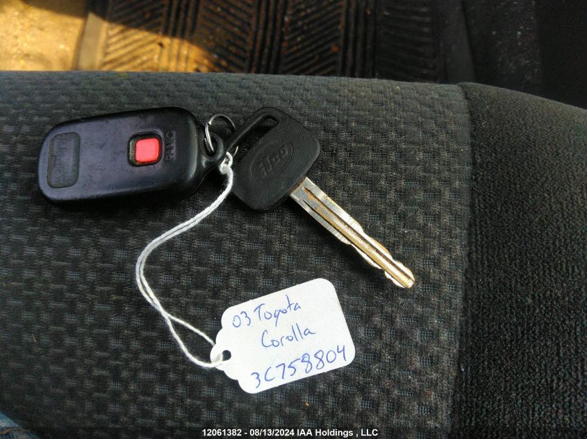 2003 Toyota Corolla Ce/Le/S VIN: 2T1BR32EX3C758804 Lot: 12061382