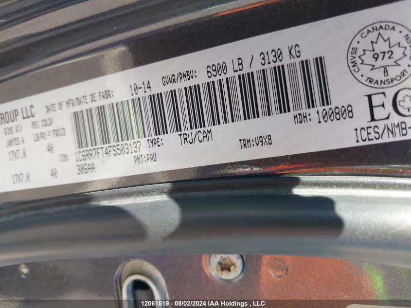 2015 Ram 1500 VIN: 1C6RR7FT4FS503137 Lot: 12061519