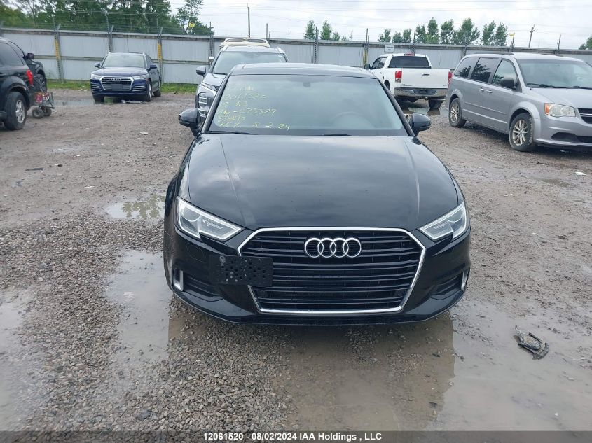 2019 Audi A3 Sedan VIN: WAUBEGFF2KA073329 Lot: 12061520