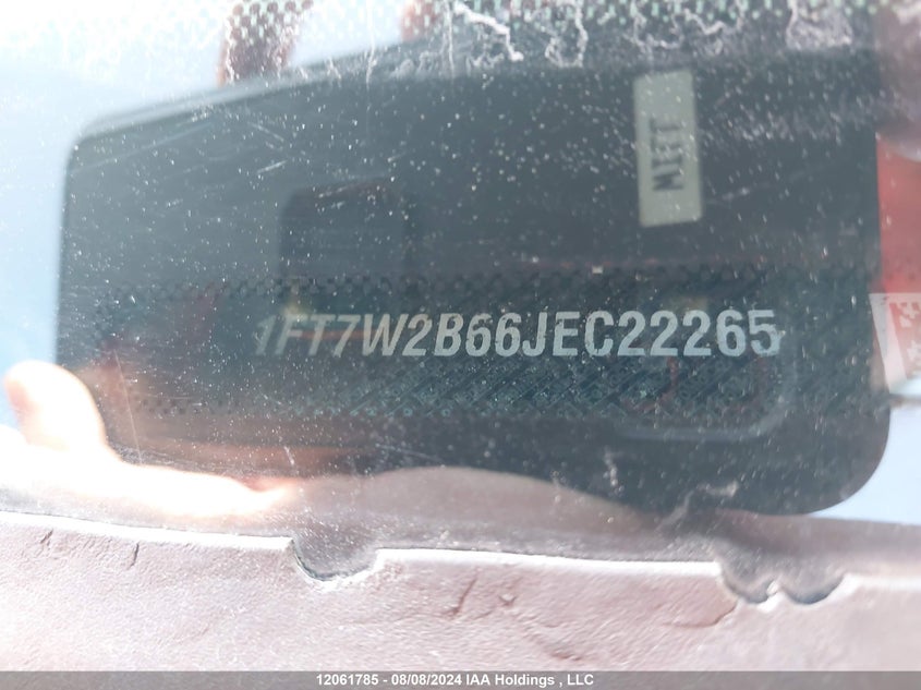 2018 Ford F250 Super Duty VIN: 1FT7W2B66JEC22265 Lot: 12061785