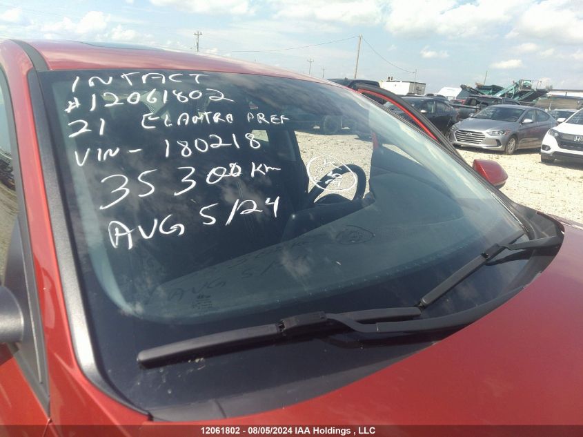 2021 Hyundai Elantra Preferred Ivt With Sun And Tech Package VIN: KMHLM4AG5MU180218 Lot: 12061802