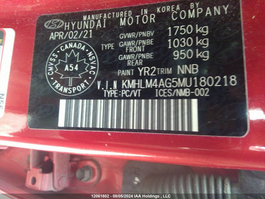 2021 Hyundai Elantra Preferred Ivt With Sun And Tech Package VIN: KMHLM4AG5MU180218 Lot: 12061802