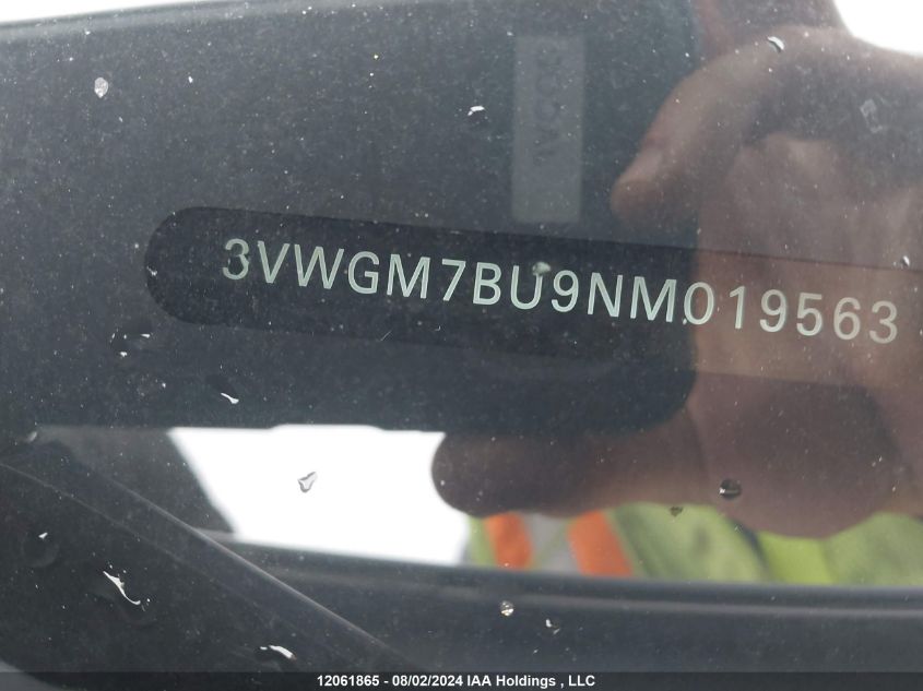 2022 Volkswagen Jetta VIN: 3VWGM7BU9NM019563 Lot: 12061865