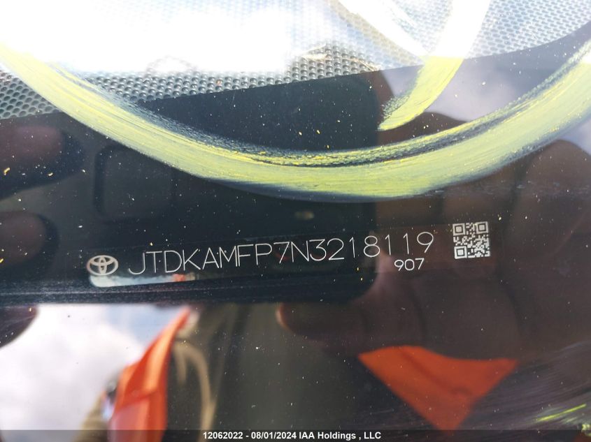 2022 Toyota Prius Prime VIN: JTDKAMFP7N3218119 Lot: 12062022