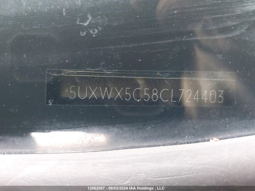 2012 BMW X3 VIN: 5UXWX5C58CL724403 Lot: 12062087