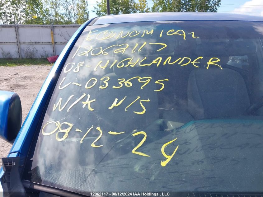 2008 Toyota Highlander VIN: JTEES41A182033695 Lot: 12062117