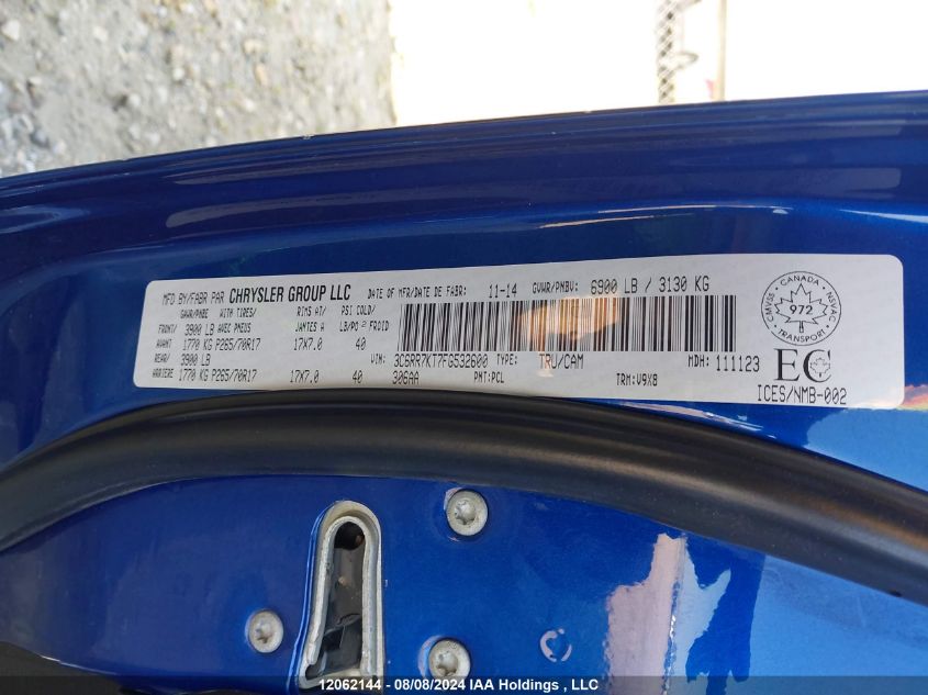 2015 Ram 1500 St VIN: 3C6RR7KT7FG532600 Lot: 12062144