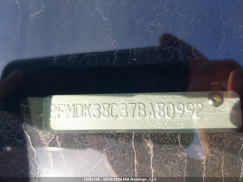 2007 Ford Edge VIN: 2FMDK38C37BA80992 Lot: 12062158