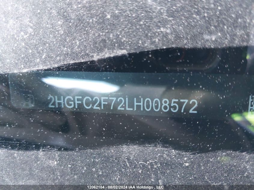 2020 Honda Civic Ex 4Dr VIN: 2HGFC2F72LH008572 Lot: 12062184