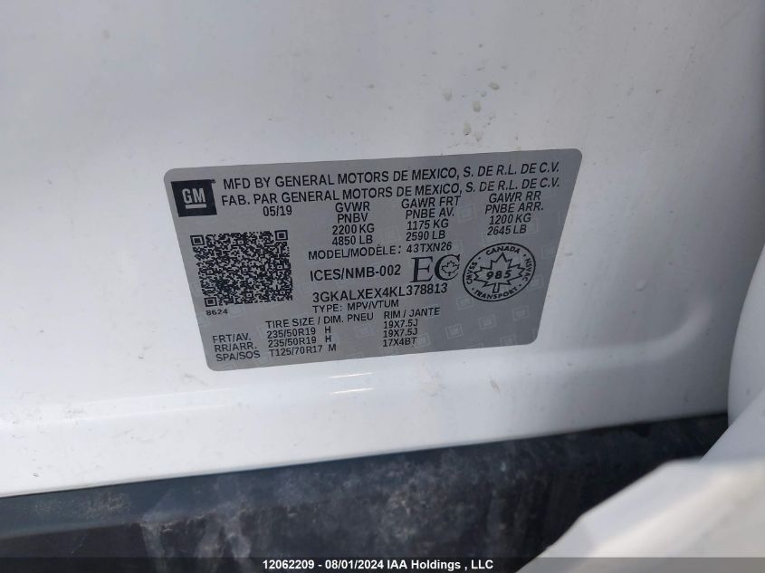 2019 GMC Terrain Denali VIN: 3GKALXEX4KL378813 Lot: 12062209