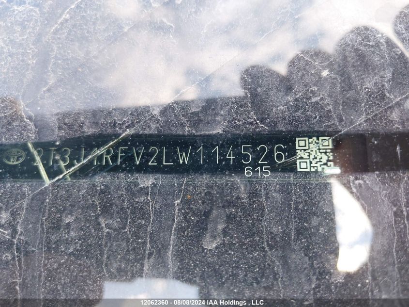 2020 Toyota Rav4 VIN: 2T3J1RFV2LW114526 Lot: 12062360