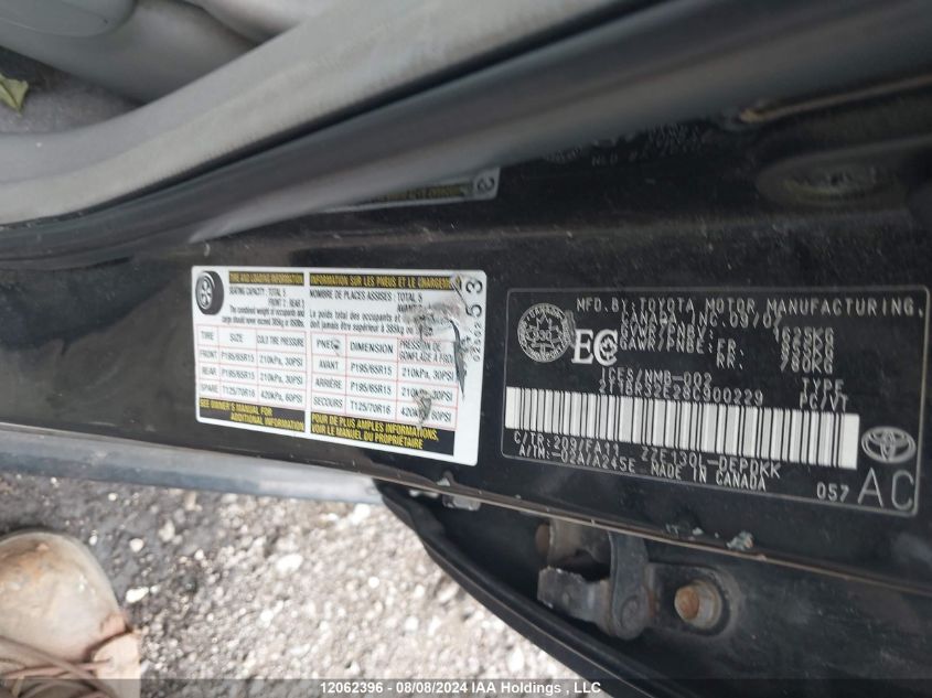 2008 Toyota Corolla Ce/Le/S VIN: 2T1BR32E28C900229 Lot: 12062396