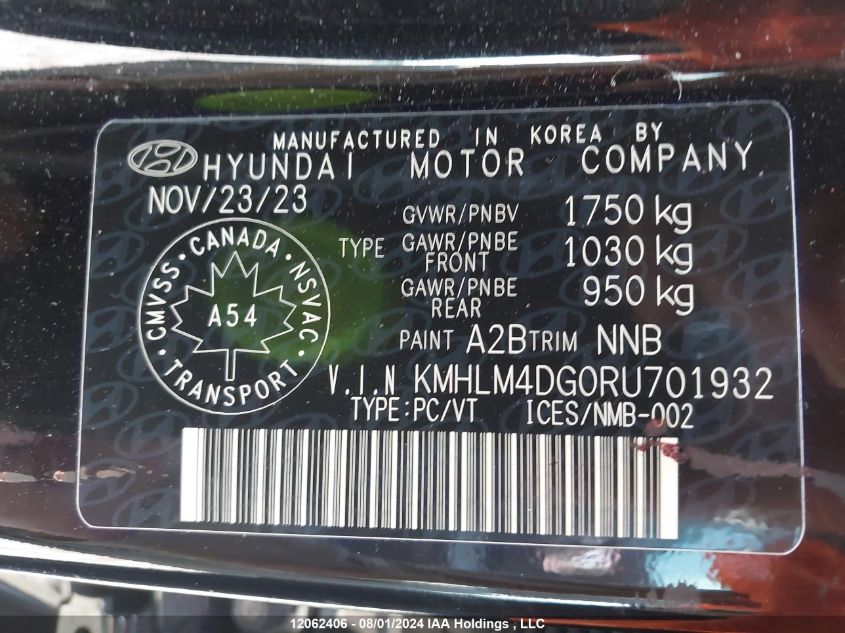 KMHLM4DG0RU701932 2024 Hyundai Elantra Sel