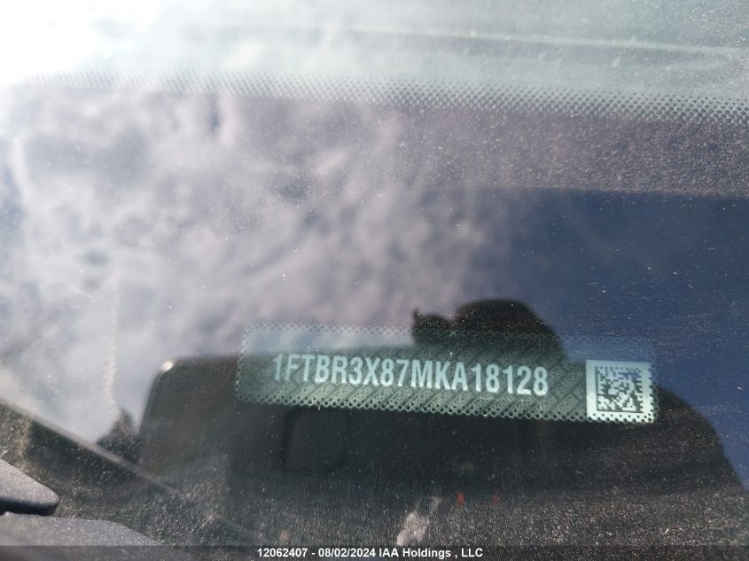 2021 Ford Transit T-250 VIN: 1FTBR3X87MKA18128 Lot: 12062407