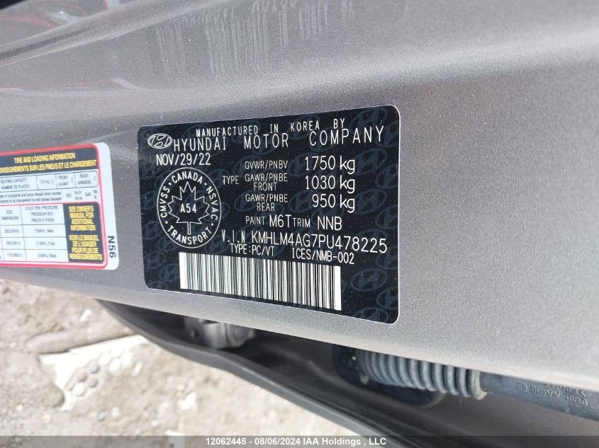 2023 Hyundai Elantra VIN: KMHLM4AG7PU478225 Lot: 12062445