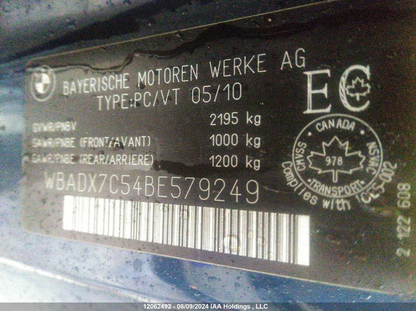 2011 BMW 3 Series VIN: WBADX7C54BE579249 Lot: 12062492