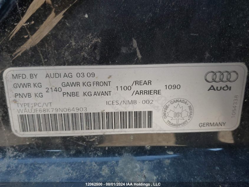 2009 Audi A4 VIN: WAUJF68K79N064903 Lot: 12062500