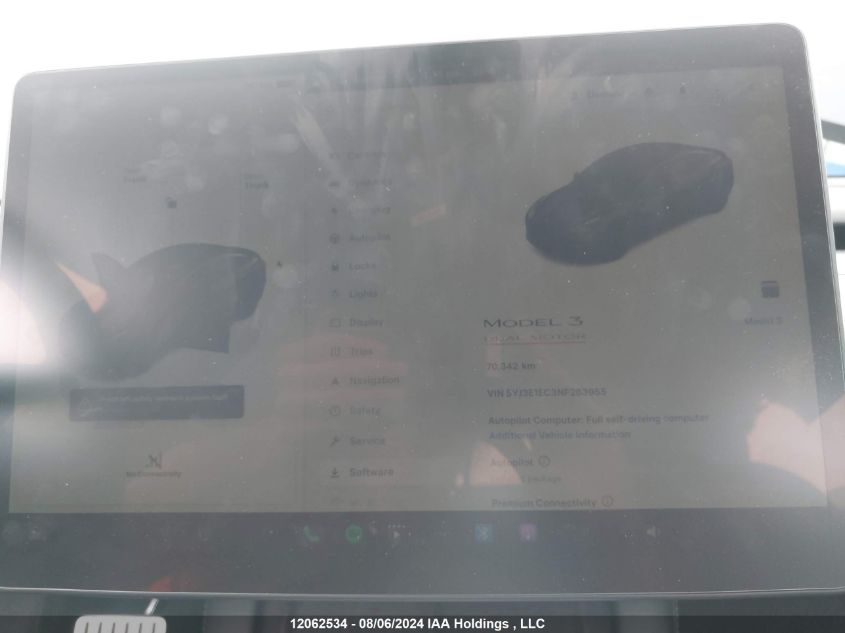 2022 Tesla Model 3 VIN: 5YJ3E1EC3NF263955 Lot: 12062534