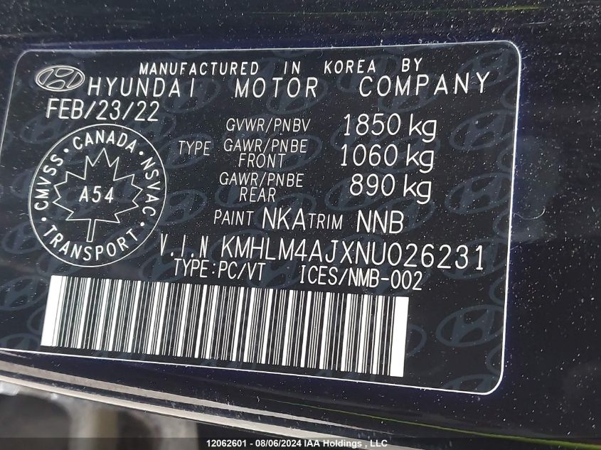 2022 Hyundai Elantra Blue VIN: KMHLM4AJXNU026231 Lot: 12062601