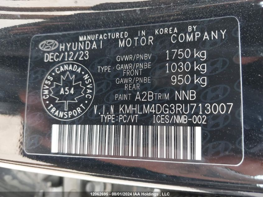 2024 Hyundai Elantra Sel VIN: KMHLM4DG3RU713007 Lot: 12062695