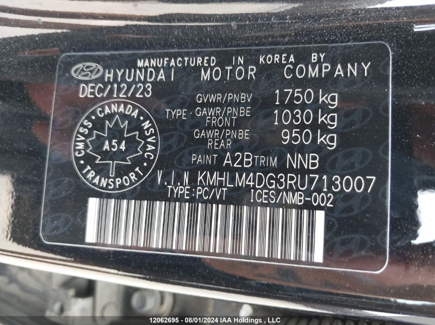 2024 Hyundai Elantra Sel VIN: KMHLM4DG3RU713007 Lot: 12062695